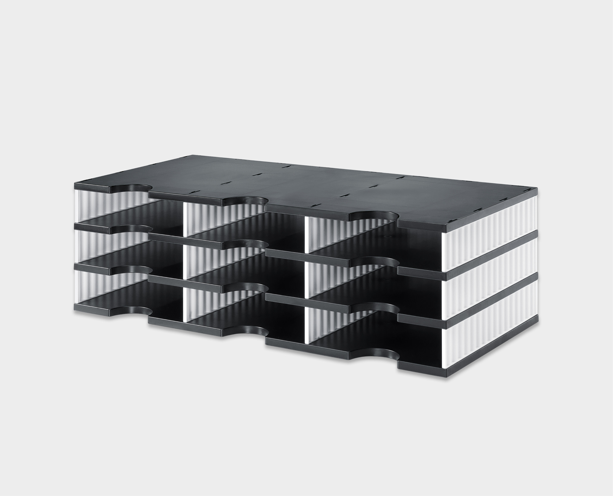 styrodoc-trio-Schubladenboxen-Ablagesystem-schwarz-weiss-3er-main-1-styro-ag