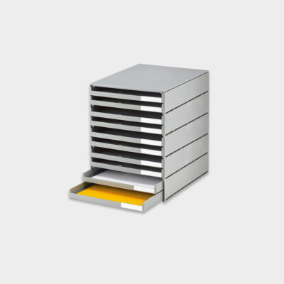 styroval-öko-Aufbewahrung-Schubladenbox-offen-C4-10s-grau-main-1-styro-ag