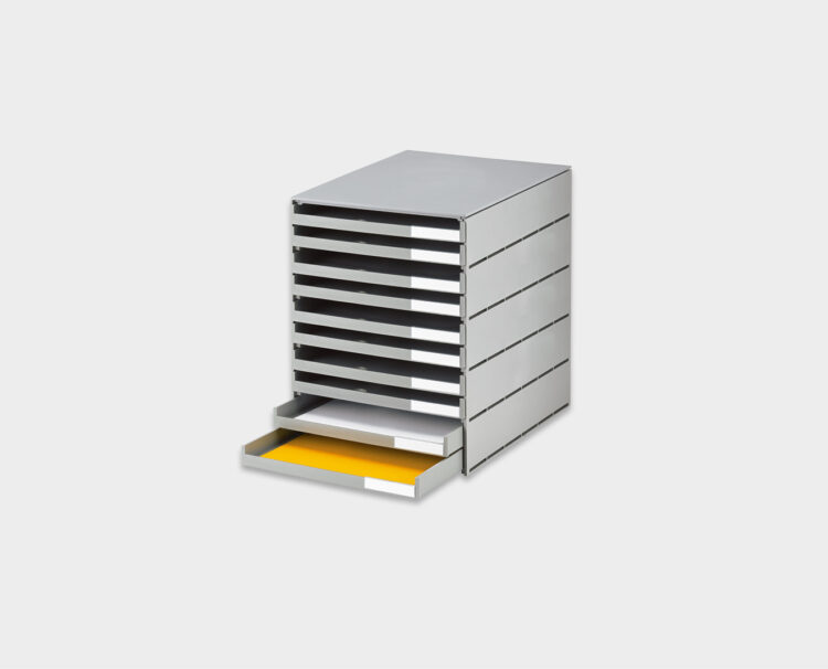 styroval-öko-Aufbewahrung-Schubladenbox-offen-C4-10s-grau-main-1-styro-ag