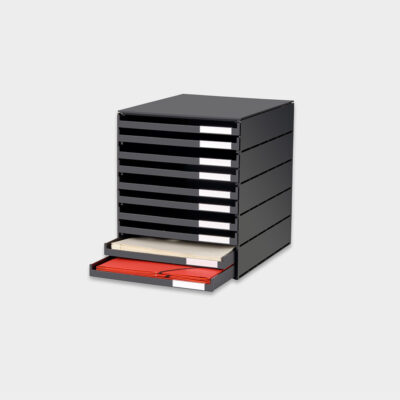 styroval-juris-Aufbewahrung-Schubladenbox-offen-C4-10s-schwarz-main-1-styro-ag