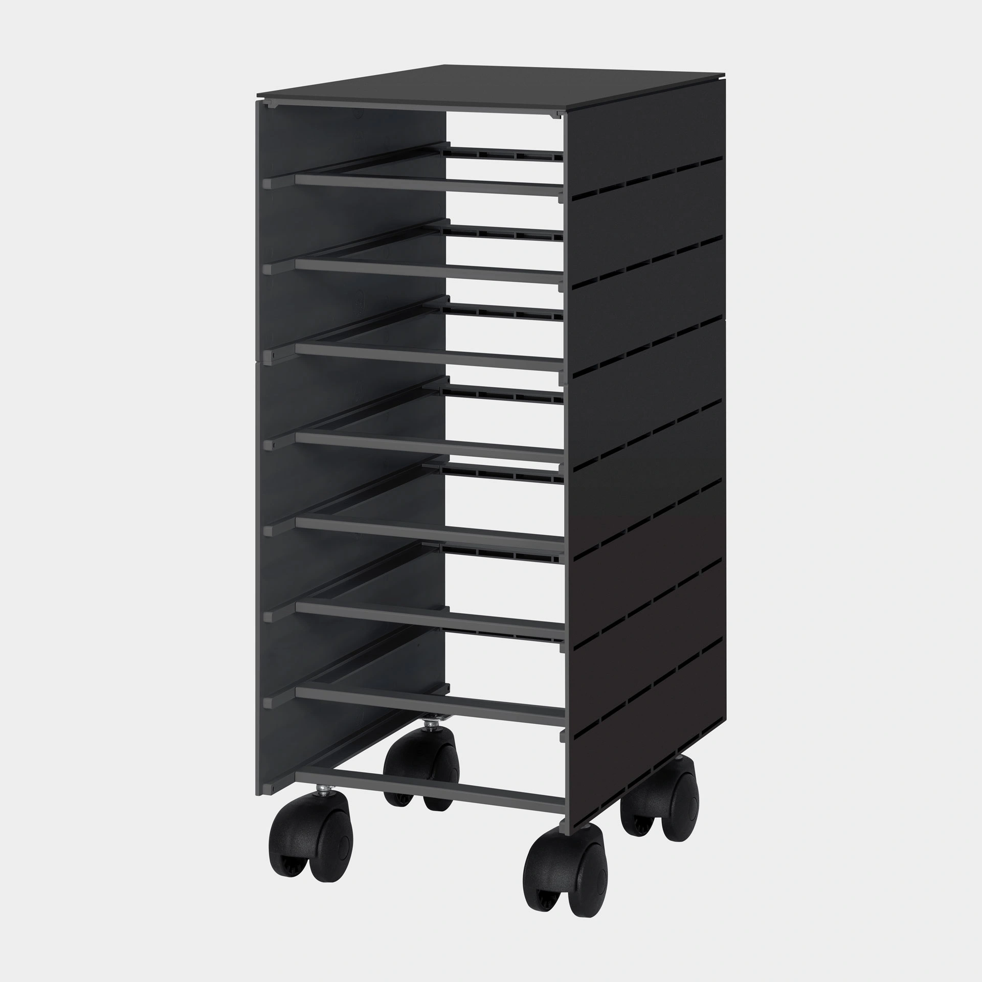 styroval-mobil-rollboy-gehäuse-8-hoche-Schubladen-schwarz-ablage-main-1-styro-ag